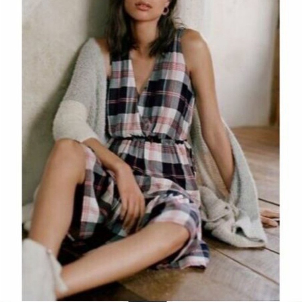 Anthropology blue checker dress